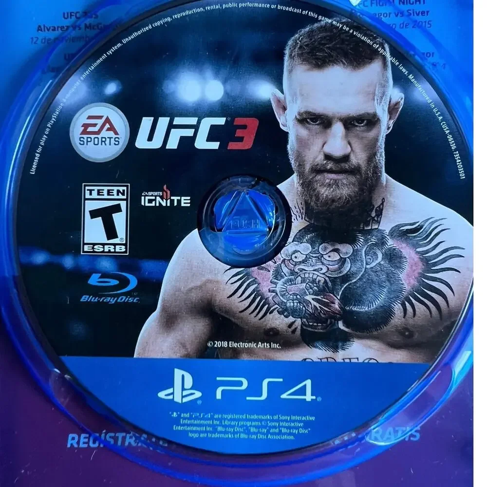 PS4 UFC 3 MMA Video Game Conor McGregor case, disc, instructions manual